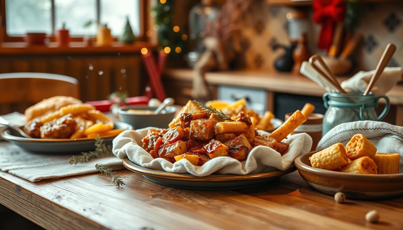 Measured baking ingredients prepared on a counter